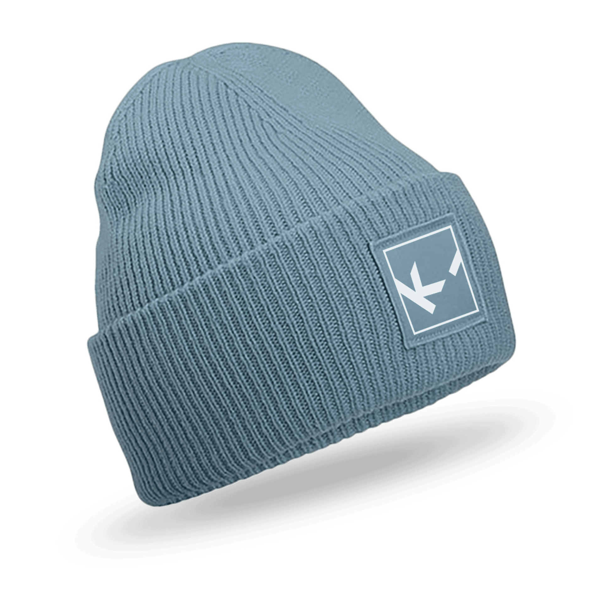 Blaue Strickmütze mit Logo-Label