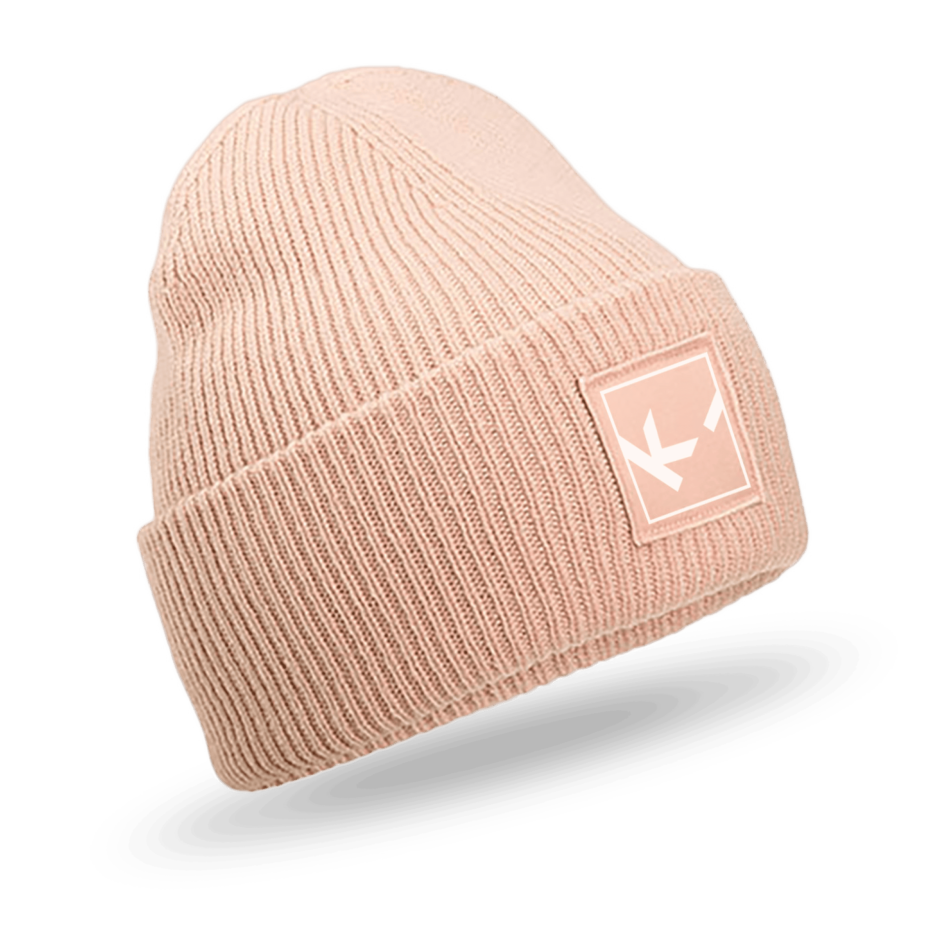 Beige Mütze mit Logoaufnäher