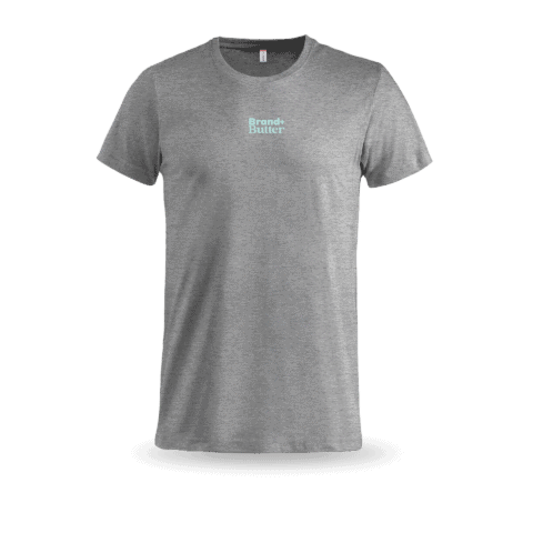 Graues T-Shirt mit kleinem Logo vorne