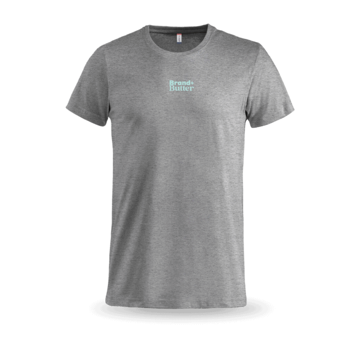 Graues T-Shirt mit kleinem Logo vorne