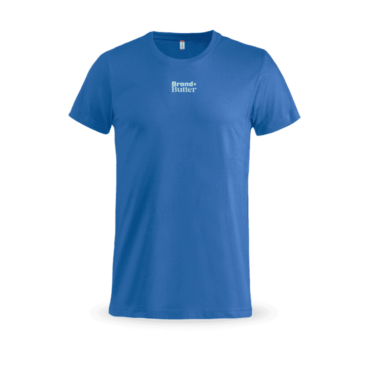 Blaues T-Shirt mit Logo-Aufdruck